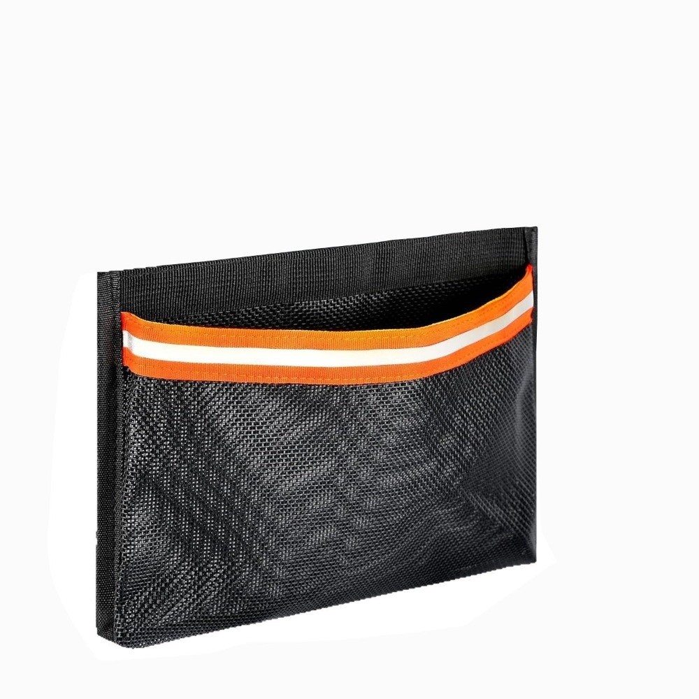 Portable mesh bag for boat storage with reflective stripes, removable marine organizer, versatile use, easy to install