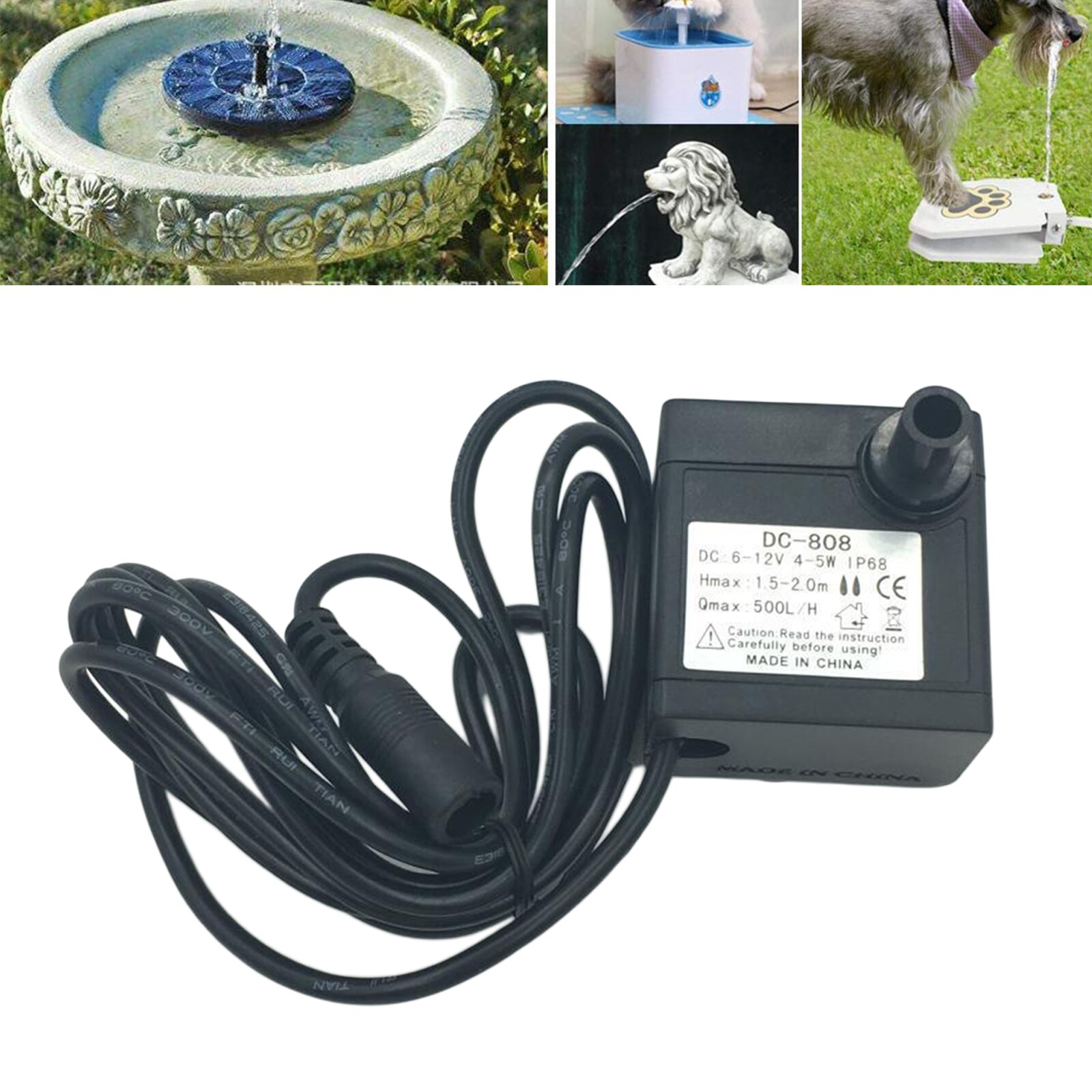 Mini Brushless 5W 12V Fountain Water Pump 500L/H 150cm for Pond Statuary