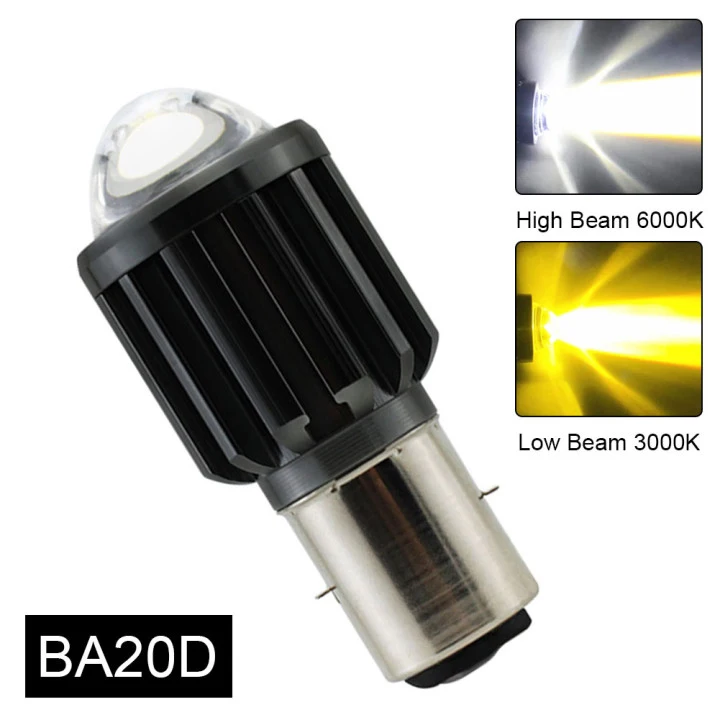 1pcs 12V H4/HS1 H6/BA20D 15W LED 6 COB Motorcycle Headlight Bulb 1200LM 6000K Hi/Lo Beam Light White Yellow Light: Lavender