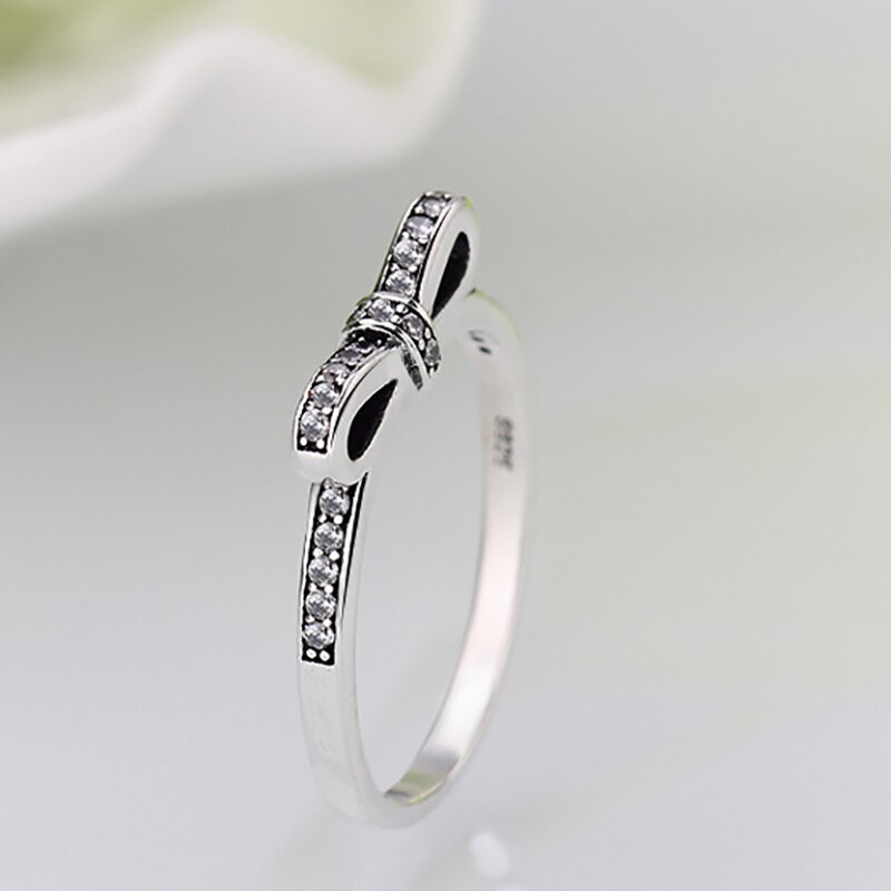 Klassisk stil stabelbar ring sløjfe knude blomster blad ring metal zirconia krystal finger lucky ring kvinde & #39 ;s bryllup fest smykker: 6 / A1