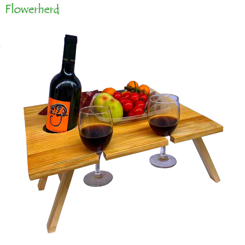 Portable Table Ultralight Wooden Folding Picnic Table Outdoor Folding Wine Table Picnic Rack Square Camping Table Foldable