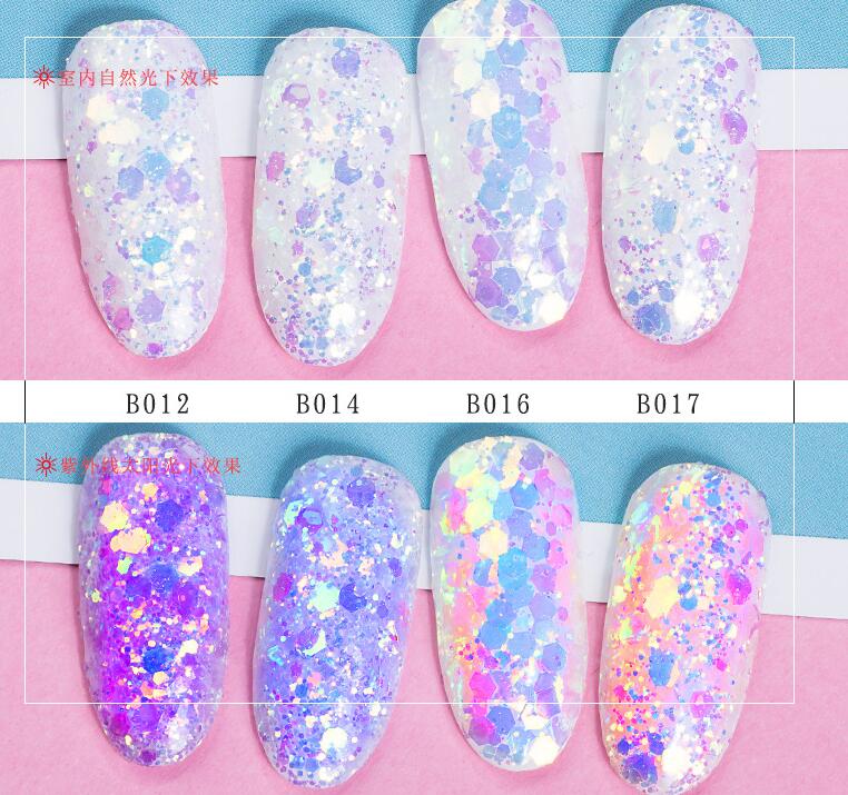 Mafanails 8jar/Set 3G Gevoelige Nail Pailletten Glitters Licht Meekleurende Kleur Veranderende Nail Pailletten 3D Nail Decoraties Vlokken