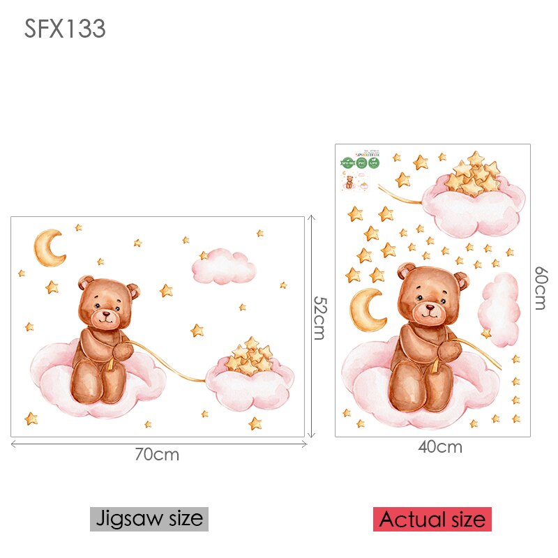 Beer en ster muurstickers voor kinderkamers kinderkamer behang roze wolken decoratieve sticker kinderen muurstickers kind: Default Title