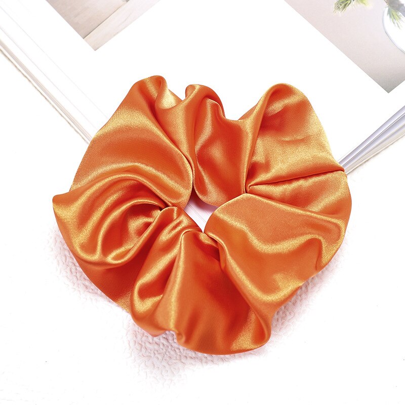fast silke sateng hår scrunchie pakke kvinner jenter elastiske hårbånd tilbehør gumki gjøre wlosow: D485 oransje