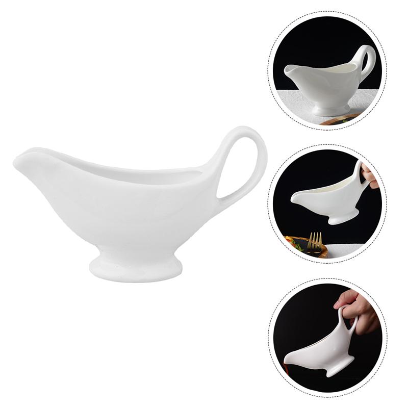 1pc Gravy Boats Gravy Sauce Boats Condiment Boats Saucier Boats With Handle Container Dish Boat-Shaped Sauce Hopper Sauce Hopper