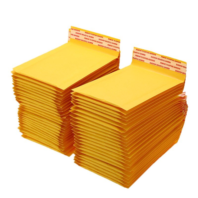 50pcs/lot Yellow Kraft Bubble Mailers Padded Envelopes Bag Self Seal Business Office Supplies: 110X150mm