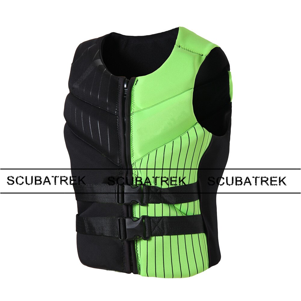 adult life vest neoprene floating vest swim life jacket surfing vests life jackets swim buoys snorkeling neoprene life jacket: black green / M