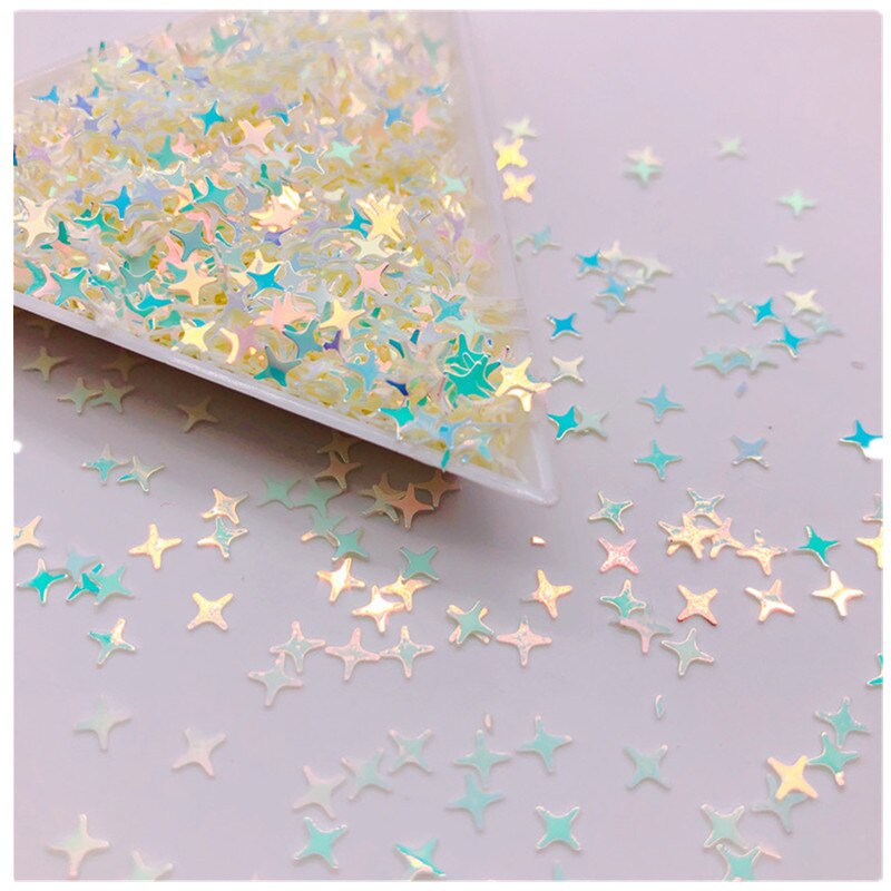 Colorful Halo 4 Point Star Confetti Holographic Glitter Aurora Borealis Sprinkle Iridescent Cross Star Flakes Resin Art supplies