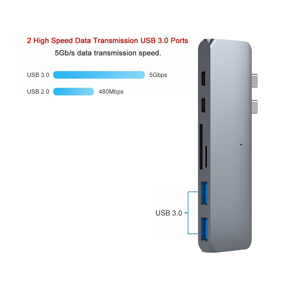 Tipo c portátil Centro USB tipo C A HDMI USB, una tarjeta sd tarjeta micro sd para MacBook Pro de puertos Thunderbolt 3 Dual hub tipo C con USB