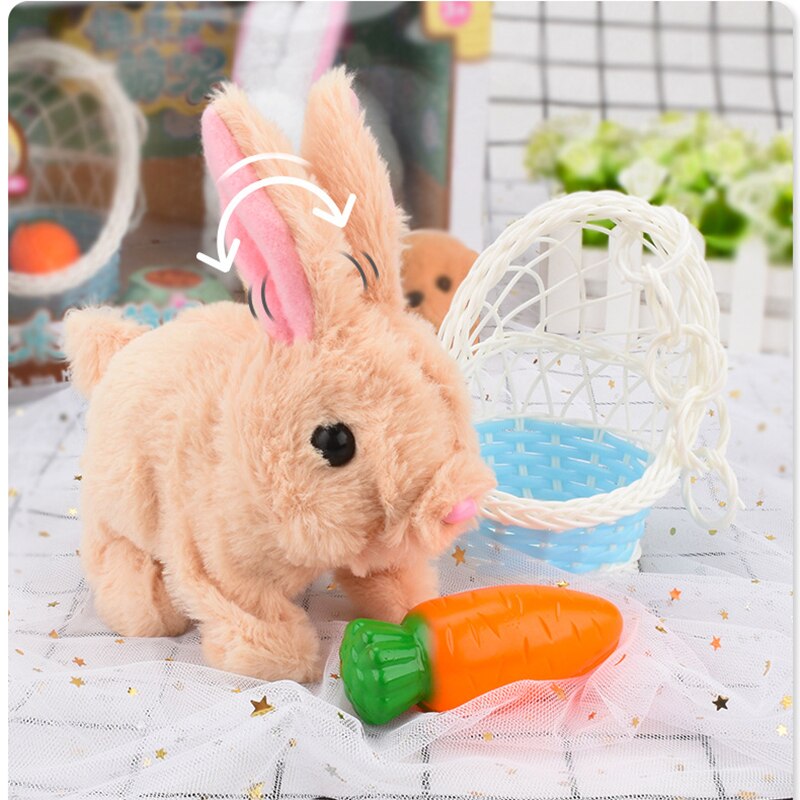 Jouets électroniques interactifs lapin mignon, animaux de compagnie Robot lapin saut de marche, jouets électroniques pour enfants