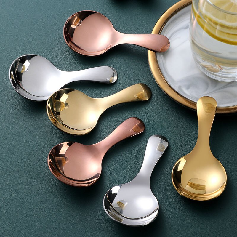 Mini Spoon Short Handle Seasoning Spoon Tea Dessert Small Spoon Stainless Steel Spoon