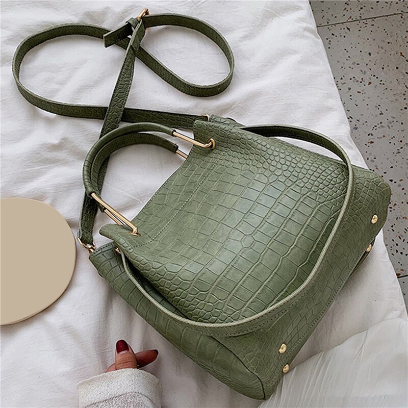 Krokodil aufbringen Eimer Tasche Frauen Tasche Griff Tasche Damen Mini Schulter Tasche Weibliche Alligator Umhängetasche