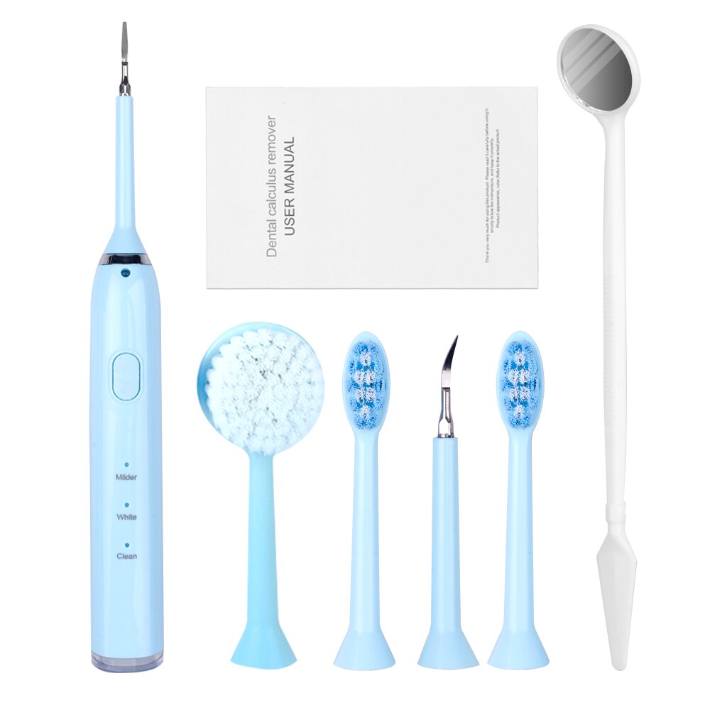 Electric Ultrasonic Dental Scaler USB Tooth Calculus Tool Sonic Remover Stains Tartar Toothbrush Whitening Oral Cleaning Machine: blue