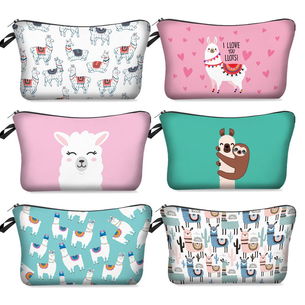 1pc lama modèle maquillage sacs multicolore modèle cosmétiques Pouchs pour voyage dames poche mignon cosmétique sac femmes Style