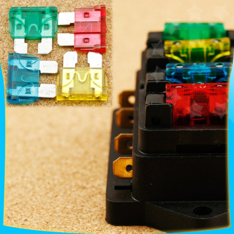 Car Fuse Box 4pcs+4 Way Car Fuse Holder Blade Car Truck Blade Fuse Box for Circuit Standard Standard ATO 12V
