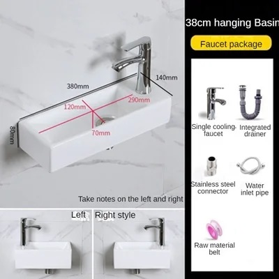 Small Size Mini Tabletop Basin Washbasin Wall Mounted Washbasin Small Wall Mounted Basin Extremely Narrow and Slender: Navy Blue