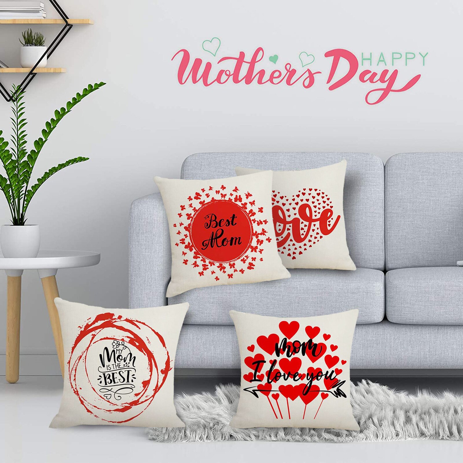 Moederdag Sierkussen Covers Set Van 4 Decoratieve Katoen Linnen Kussen Case 45X45Cm Soft Gedrukt kussensloop Kantoor Groothandelaren