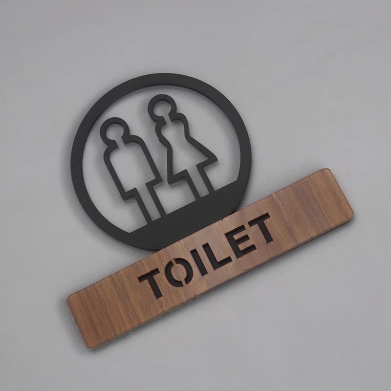 Ausgehöhlte Toilettenschilder, kreatives Türschild, Herren- und Damen-Badezimmer-Erinnerungsschild, Wandaufkleber, öffentliche Toilette, WC-Beschilderung: 40x30 cm / Weiß