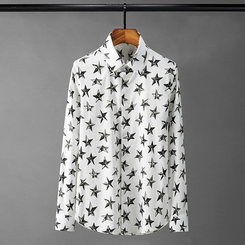 Chemises homme noir et blanc, imprimé pentagramme 3d , chemises habillées homme coupe slim, chemises homme grande taille 4xl