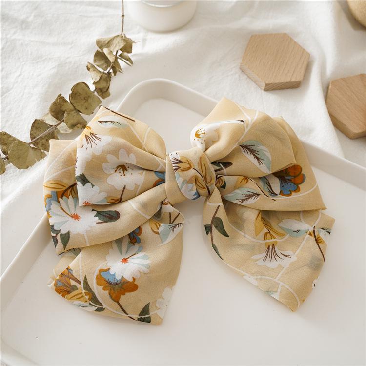 1 pièces Barrette à cheveux pinces à cheveux florales grand grand arc épingle à cheveux pour les femmes dames en mousseline de soie fleur pinces à cheveux accessoires de cheveux à la main: 3