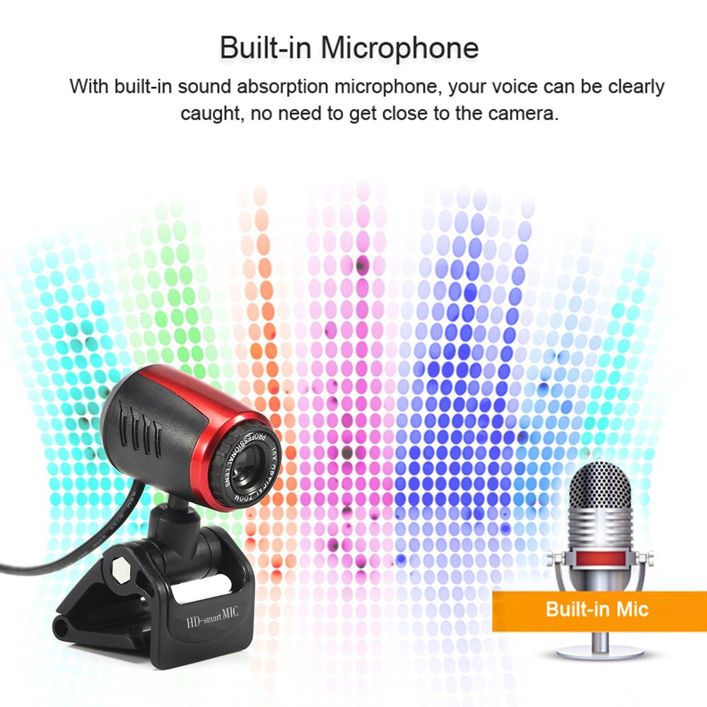 USB Webcam 480P Web Cam Clip-on Digital Web Camera for Microphone for Laptop PC Computer