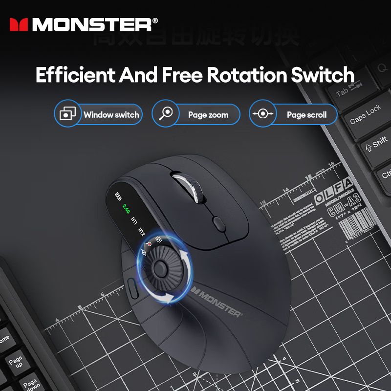 Choice Monster M2 PRO Dual Mode Rechargeable Wireless Gaming Mouse Lightweight & Comfortable Ergonomic Vertical Vertical Mouse