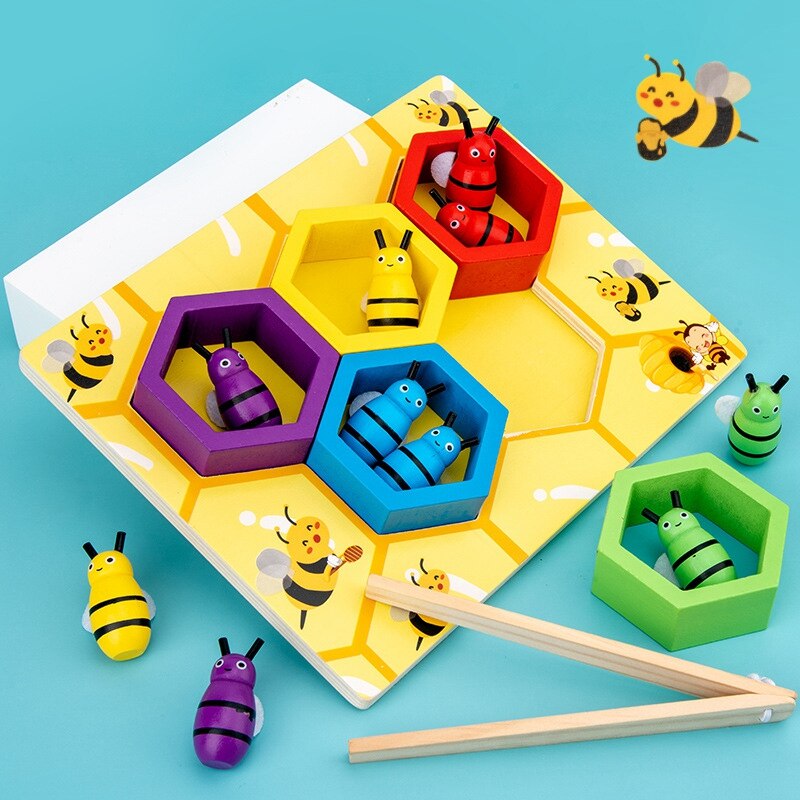 Wooden Beehive Game Bee Hive Toys Early Educational Game Toy Beehive Game for Kids: Default Title