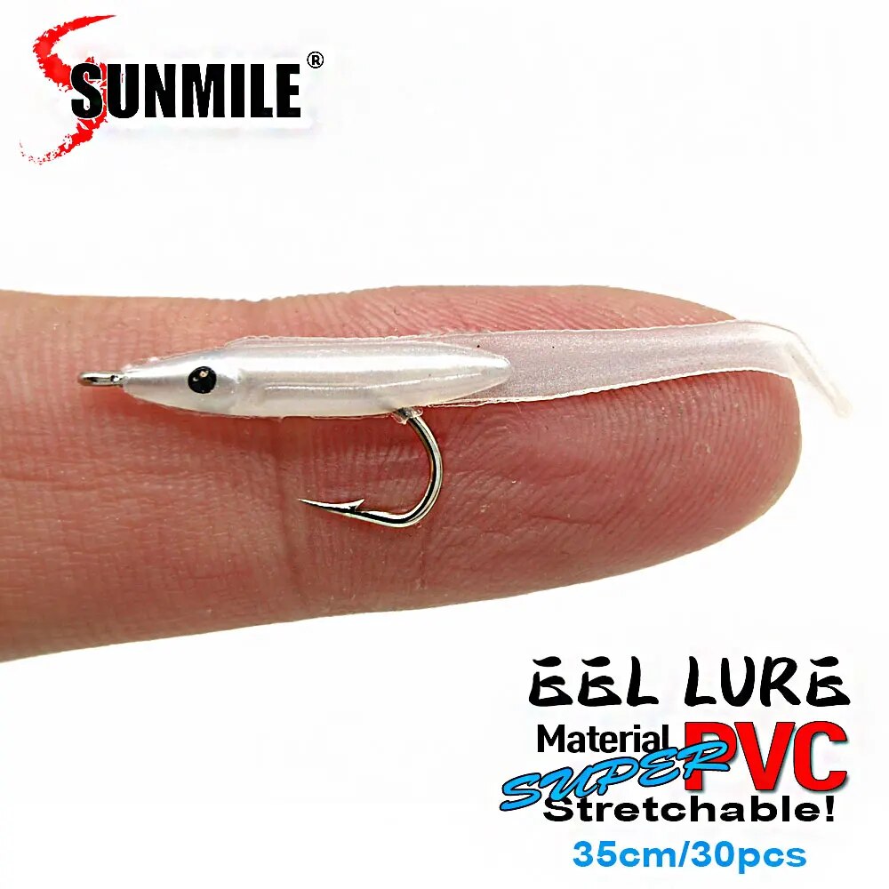 SUNMILE 30 Uds Anguila señuelo de Pesca suave 35mm PescaTackle Wobblers Señuelos de Pesca carpa Leurre Souple cebos blandos: Blanco
