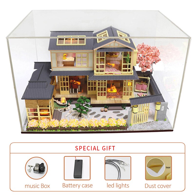Bricolage maison de poupée Miniature Kit maison de poupée meubles 1:24 3D à la main en bois modèle Vintage assemblage jouets d'anniversaire pour les enfants: B