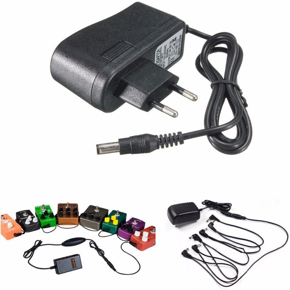 1 stks Black EU Plug AC 100-240 V DC 9 V 1A Elektrische gitaar Stompbox Voeding Adapter Voor Gitaar Onderdelen Effect Pedaal Board