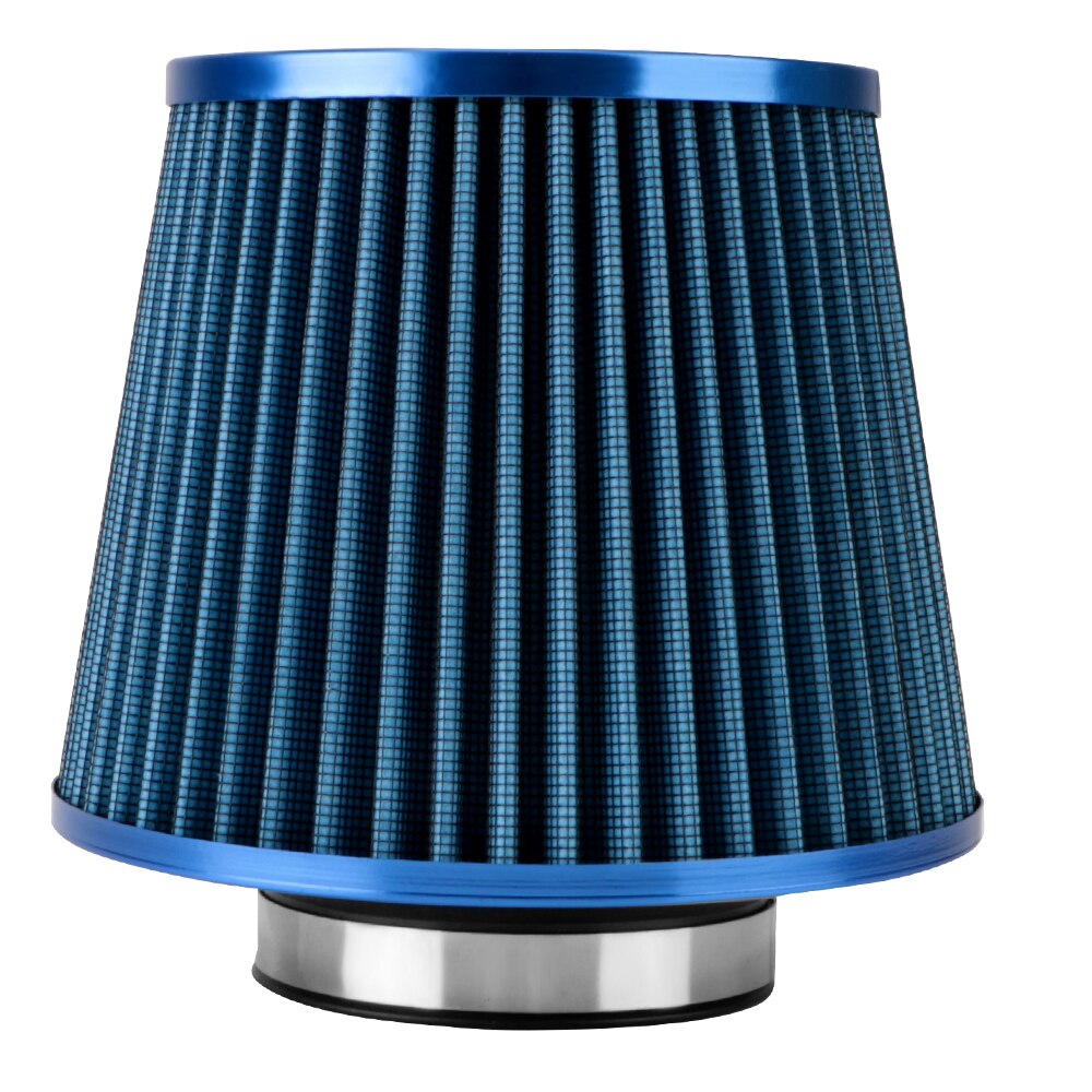 76mm 3 tommer bil luftfilter sport power mesh kegle høj flow indsugnings filter indsugnings filter kold luft induktionssæt universal bildele: Blå