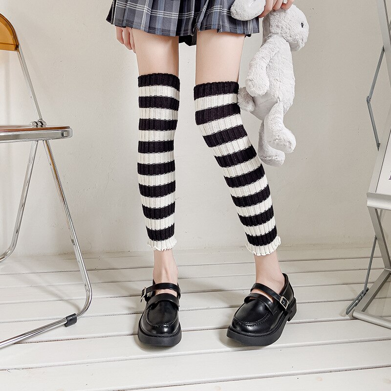 Jambières japonaises et coréennes pour filles, protection des jambes au dessus du genou, chaussettes JK à rayures, danse de Ballet latine