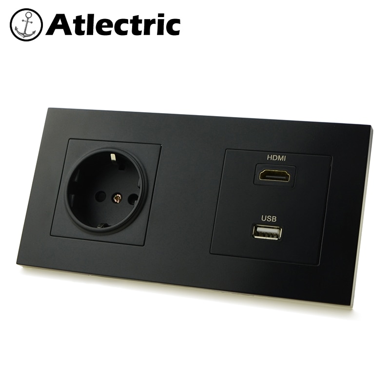 Atlectric eu standard plug vägguttag eluttag hdmi usb tv -port uttag vägguttag plastpanel