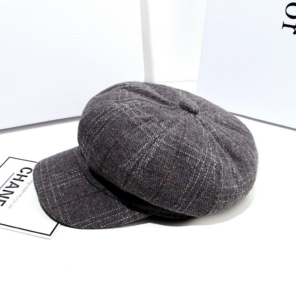 Vrouwen Hoeden Krantenverkoper Retro Stijl Winter Hoeden Voor Vrouwelijke Katoen Plaid Outdoor Achthoekige Hoed Mode
