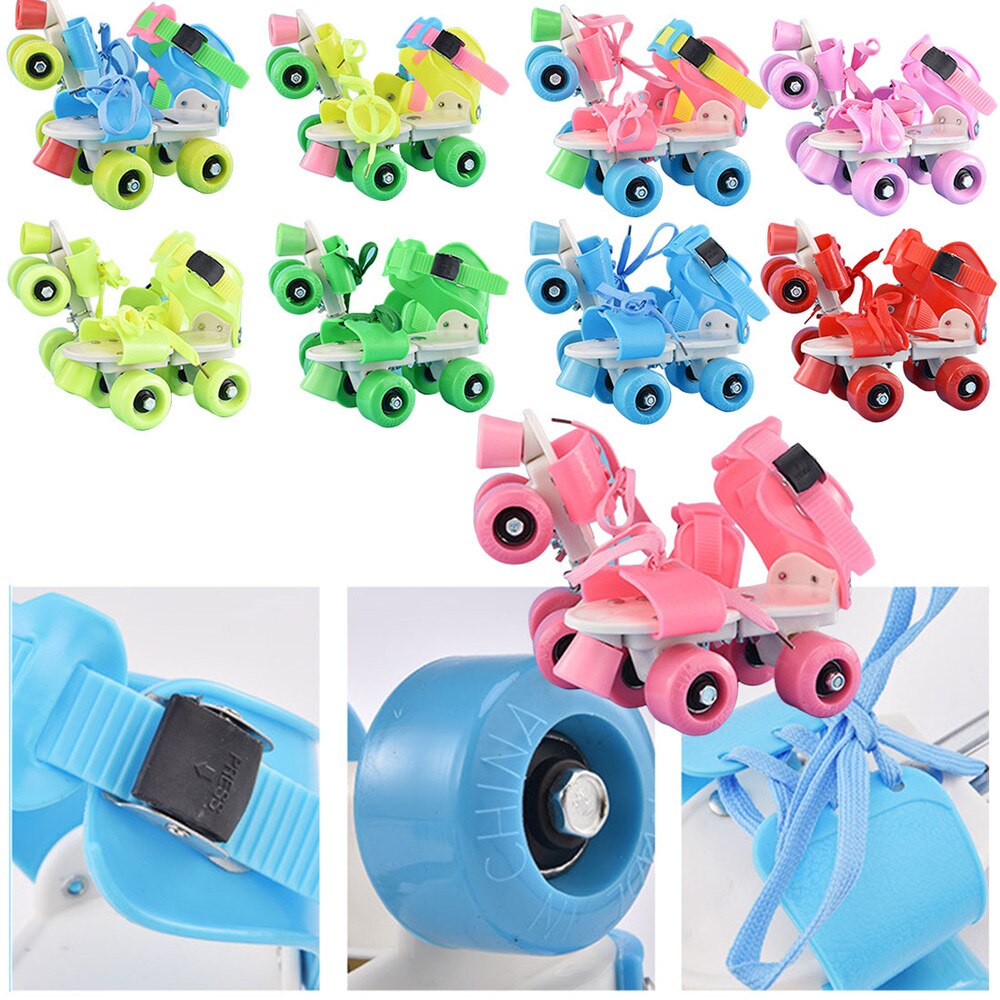 Children Roller Skates Double Row 4 Wheel Skating Shoes Adjustable Size Sliding Slalom Inline Skates Kids Boys Girls