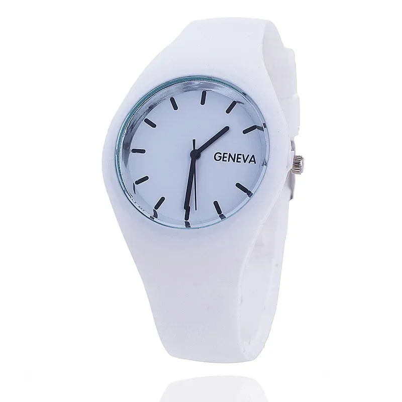 Jelly Silicone Watch Women Casual Geneva Sport Watches reloj mujer Quartz Wristwatch Men Watch reloj hombre: WHITE