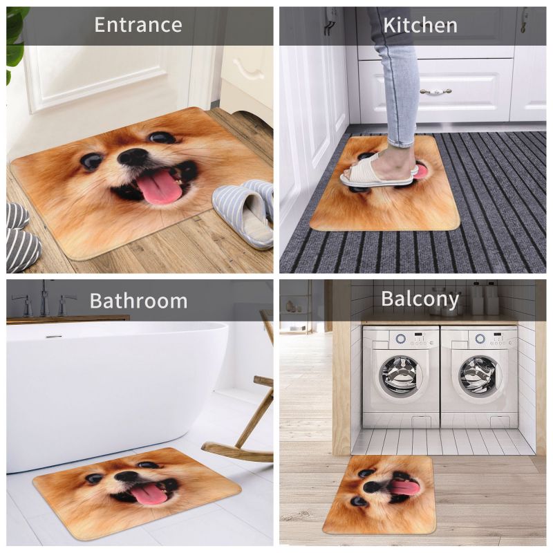 Pomeranian Welpe Bodentür Küche Badezimmer matt Anti-Rutsch draussen Spitz Pom Hund Fußmatt Garten Eingang Teppich Teppich Fußpolster