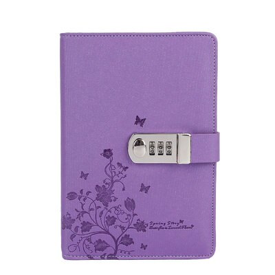 Spiral A5 Notebook Paper Lock Password Code Stationery Products Diary 100 Sheets Office Shcool Supplies Notepad with Lock: PurPle