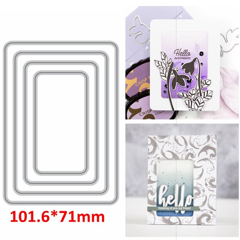 Matrice de coupe Rectangle carré | Diamants, cadre Congrats merci coeur couverture, carte artisanale fabrication de gaufrage, modèle: 3