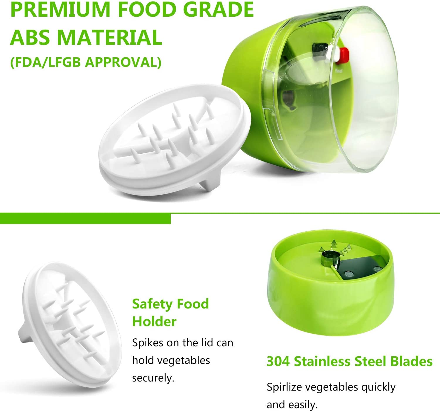 Handheld Spiralizer Vegetable Slicer,3 in 1Heavy Duty Veggie Spiral Cutter,For Carrot, Fruit,Salad Noodle Spaghetti Zucchini