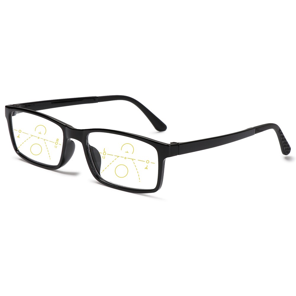 Progressieve leesbril multifocale bifocale heren dames anti-blauw rey vergrotende presbyope bril zwart gafas: +300 / Zwart