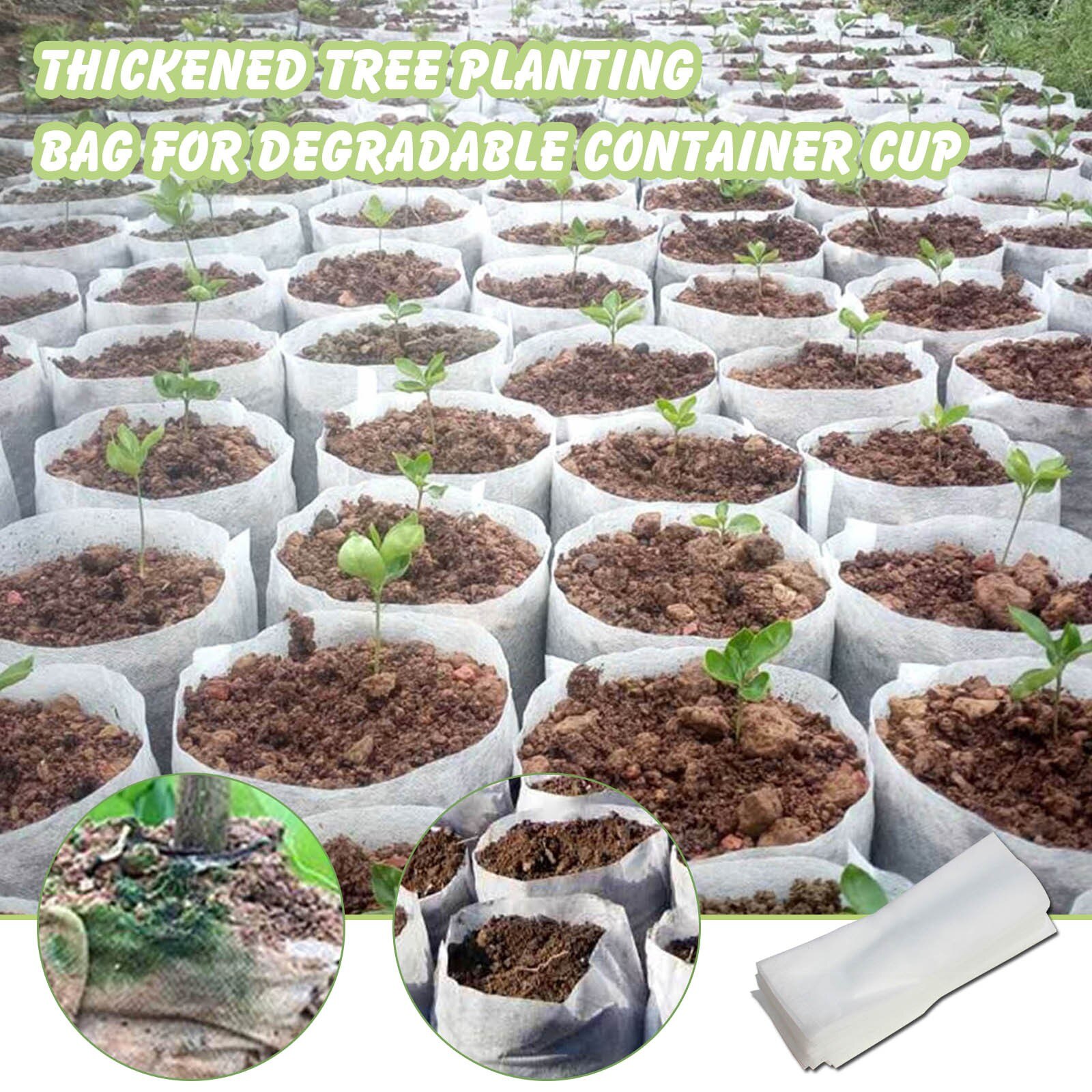 100Pcs Planten Zakken Kwekerij Zakken Zaailing Potten Beluchting Biologisch Afbreekbare Stof Eco-vriendelijke Niet Geweven Cultiveren Potten 18 Maten