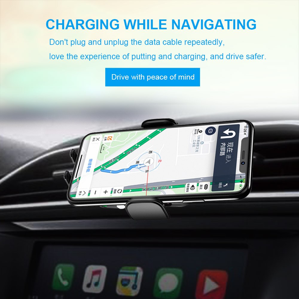 15W Schnelle Ladung Auto Telefon Halfter Qi Drahtlose Ladegerät Automatische Spann Luft entlüften Stehen in Auto Für iPhone 11 XS X Samsung S20 S10