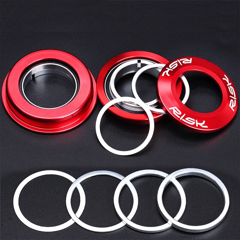 6pc Bicycle Headset Washer Aluminium Alloy Bike Fork Adjusting Washer Dust Cover 0.3mm 1mm 2mm 3mm Spacer Accessories Bike Parts
