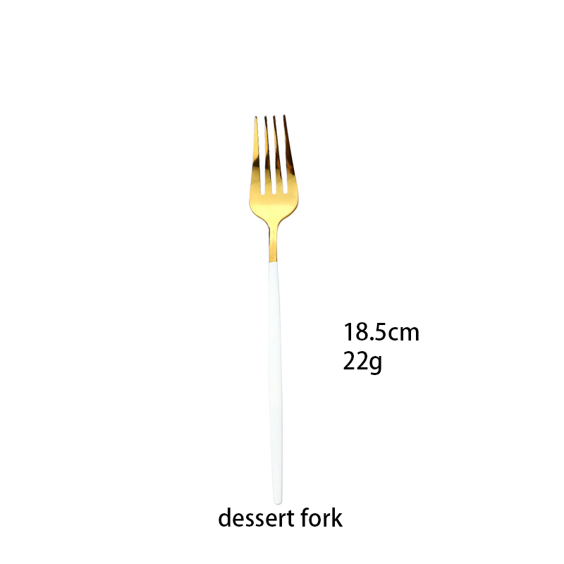 White Gold Flatwar Fork Knife Spoon Set Cutlery Tableware 1pc Dinning Table Steel Kitchen Complete Dinner Set for: Dessert fork