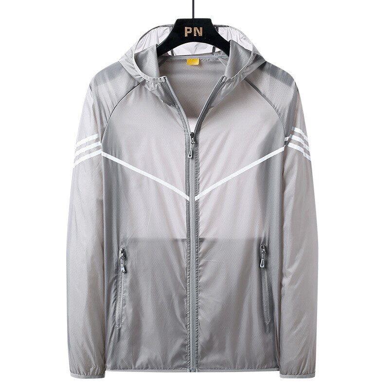 AS Sunscreen Jacket Hoodie Quick-Drying Summer Anti-UV Fishing Shirts Ultralight Windbreaker Outdoor Waterproof Fishing Jacket: LIGHT GREY / 3XL