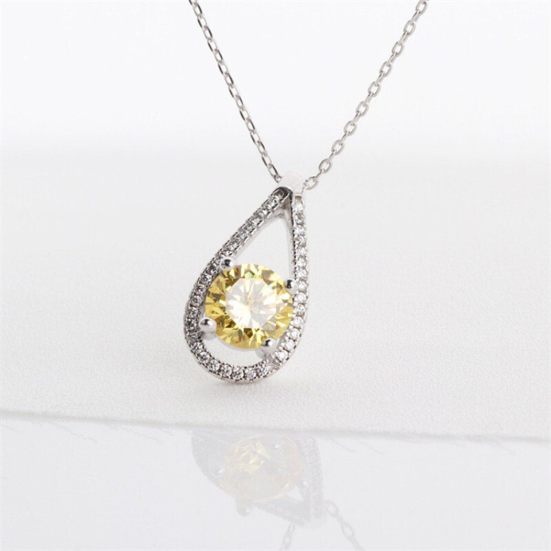 CC S925 Necklaces Pendants For Women Luxury Jewelry Cubic Zirconia Water Blue/Yellow Stone Accessory No Chain CCN258