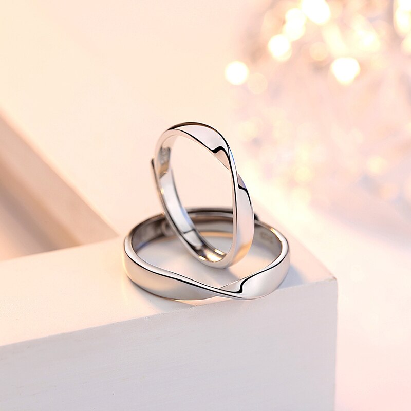 Lover Ringen 100% Echt 925 Sterling Zilveren Ringen Trouwringen Mobius Ring Paar Ring Voor Valentijnsdag Aanwezig