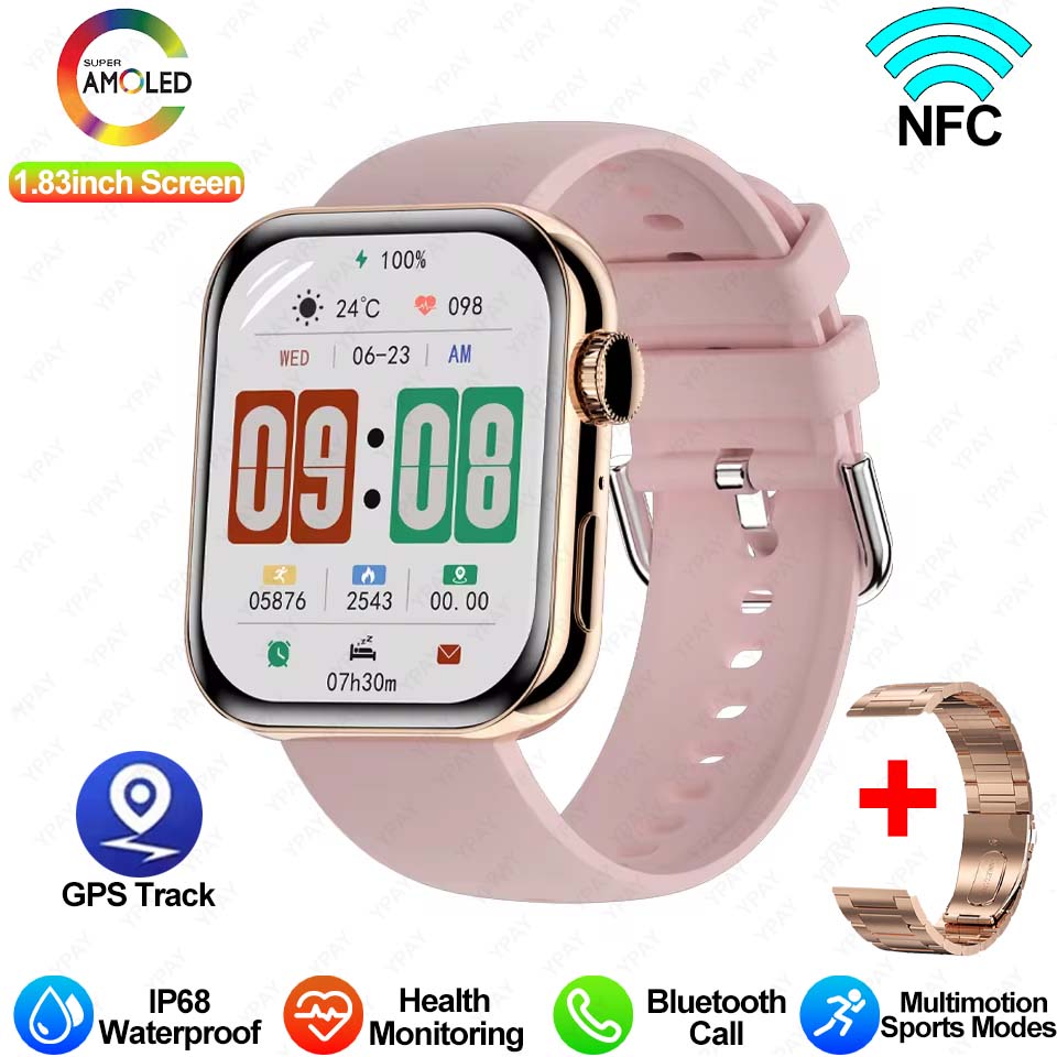 Para huawei xiaomi amoled relógio inteligente masculino ajuste 3 bluetooth chamada gps esporte rastreador ip68 à prova dip68 água feminino smartwatch 2024 novo: YELLOW