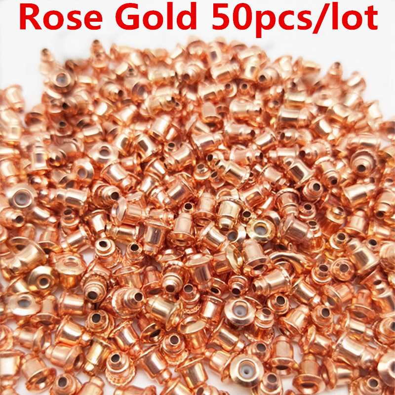 50/100 pièces pas cher résultats de bijoux en métal accessoires perles bouchons d'oreille écrous de poteau clair souple Silicone caoutchouc boucle d'oreille dos bouchon: 15